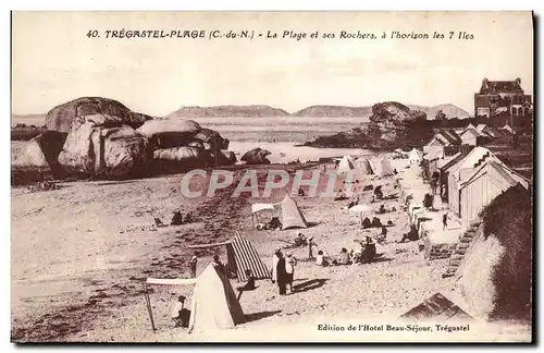 Ansichtskarte AK Tregastel Plage La Plage et ses Rochers a l Horizon les 7 Iles