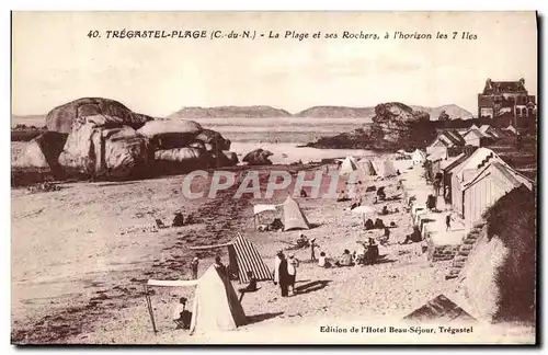 Cartes postales Tregastel Plage La Plage et ses Rochers a l Horizon les 7 Iles