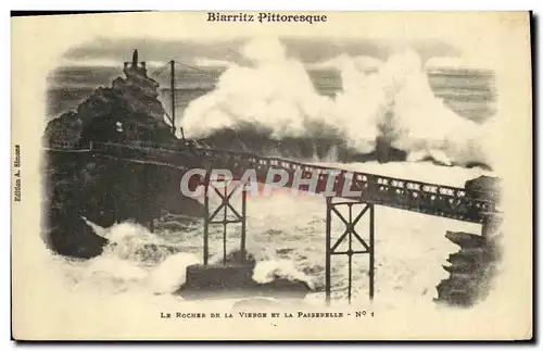 Cartes postales Biarritz Pittoresque La Rocher de la Vierge et la Passerelle