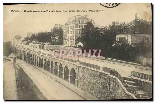 Cartes postales Pau Boulevard des Pyrenees Vue prisr du parc Beaumont