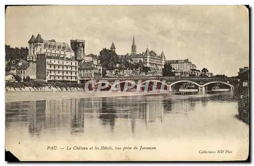 Cartes postales Pau Chateau et Hotels vue prise de Jurancon