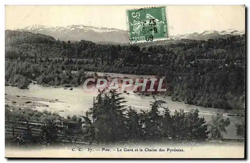 Cartes postales Pau Le Gave et la Chaine des Pyrenees