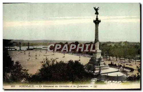 Cartes postales Bordeaux Le Monument des Girondins et les Quinconces