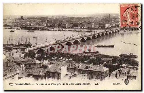 Cartes postales Bordeaux Le Pont et la Ville prise de la Tour Saint Michel