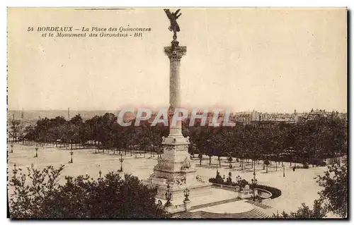 Ansichtskarte AK Bordeaux La Place Quinconces et le Monument des Girondins