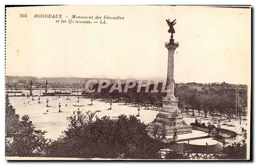 Cartes postales Bordeaux Monument des Girondins et les Quinconces