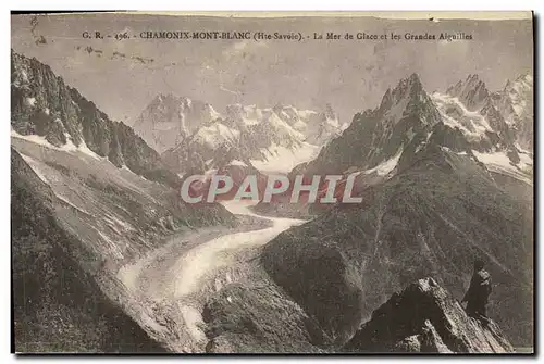 Cartes postales Chamonix Mont Blanc La mer de galce et les grandes aiguilles