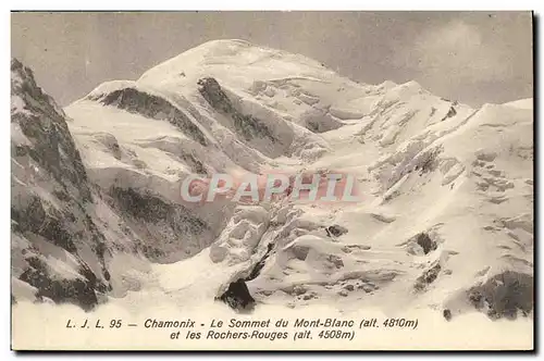 Cartes postales Chamonix Le Sommet du Mont Blanc et les Rochers Rouges