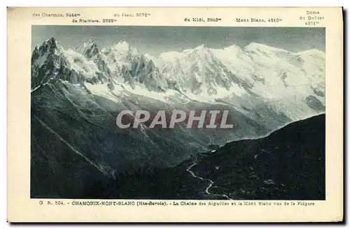 Cartes postales Chamonix Mont Blanc La Chaine des Aiguilles et la Mont Blanc vus de la Flegere