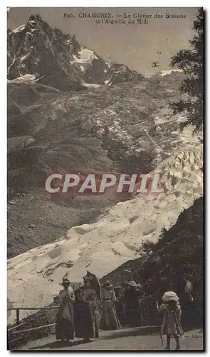 Cartes postales Chamonix Le Glacier des Bossons et l Aiguille du Midi