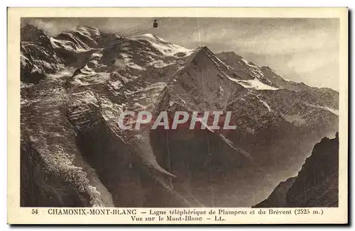 Cartes postales Chamonix Mont Blanc Ligne telepherique de Plampraz et du Brevent Vue sur le Mont Blanc