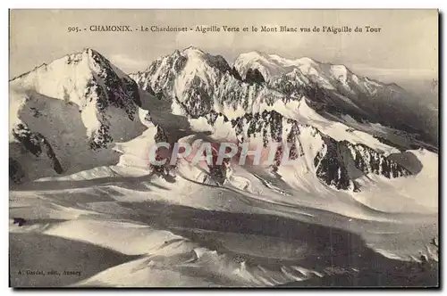 Cartes postales Chamonix Le Chardonnet Aiguille Verte et le Mont Blanc vus de l Aiguolle du Tour