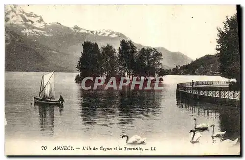 Ansichtskarte AK Lac Annecy L Ile des Cygnes et la Tournette