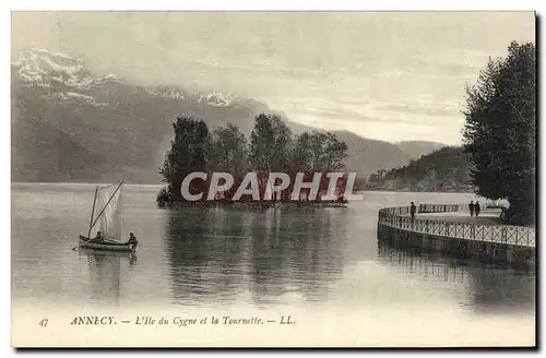 Cartes postales Lac Annecy L IIe du Cygne et la Tournette