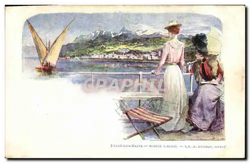 Cartes postales Evian les Bains Source Cachat Femmes elegantes