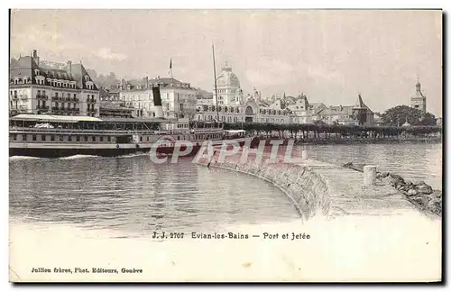 Cartes postales Evian les Bains Port et Jetee Bateau