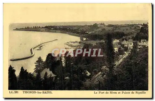 Cartes postales Thonon Les Bains Le port de Rives et pointe de Ripaille