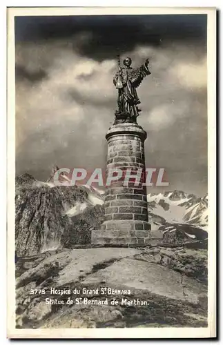 Ansichtskarte AK Hospice du Grand St Bernard Statue de St Bernard de Menthon