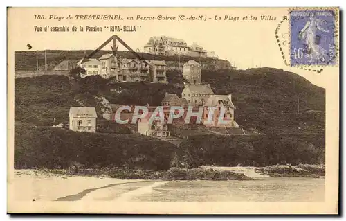 Cartes postales Plage de Trestrignel en Perros Guirec La Plage et les Villas La pension Riva Bella