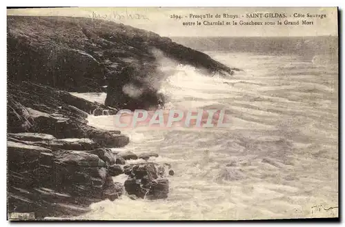 Cartes postales Presquile de Rhuys Saint Gildas Cote Sauvage entre le Charnial et le Goacheux sous le Grand Mort