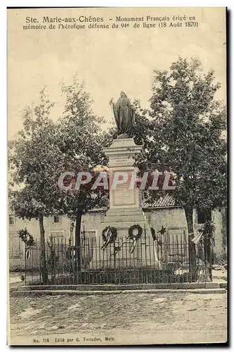 Ansichtskarte AK Ste Marie aux Chenes Monument Francais erige en memoire de l heroique defense du 94e de ligne