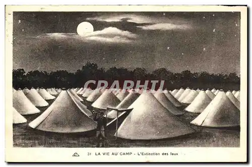 Cartes postales La Vie Au Camp L Extinction des feux Militaria