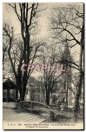 Cartes postales Angouleme Un Coin du Jardin et Eglise St Ausonne