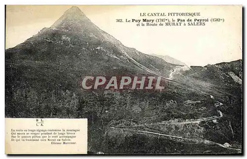 Cartes postales Le Cantal Pittoresque Le Puy Mary Pas de Peyrol et la Route Murat a Salers