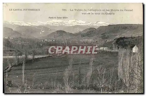 Cartes postales La Vallee de l Allagnon et les Monts du Cantal vus de la tour du Cheyla