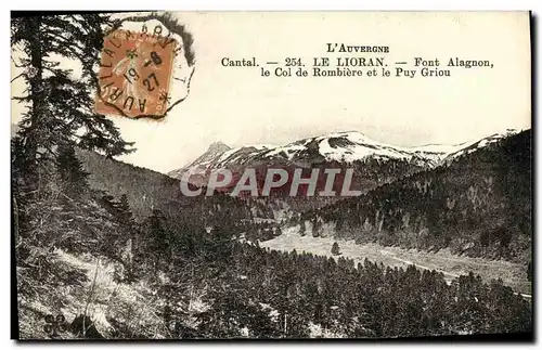 Cartes postales Cantal Le Lioran Font Alagnon le Col de Rombiere et le Puy Griou