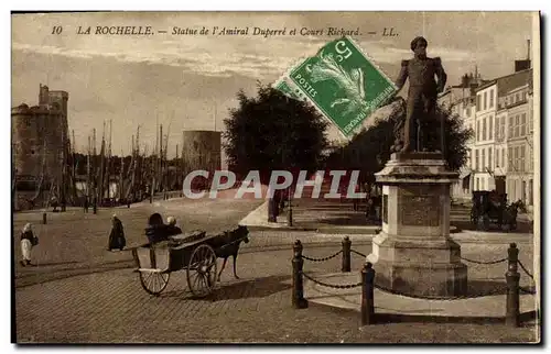 Cartes postales La Rochelle Statue de L Amiral Duperre et Cours Richard