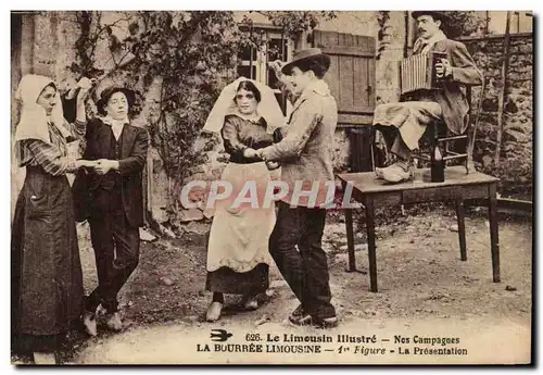 Cartes postales Le Limousin lllustre Nos Campagnes La Bourree Limousine Figure La Presentation Folklore Accordeo