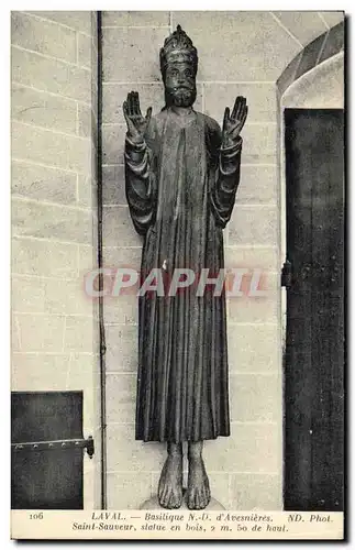 Ansichtskarte AK Laval Basilique d Avesnieres Saint Sauveur Statue en bois