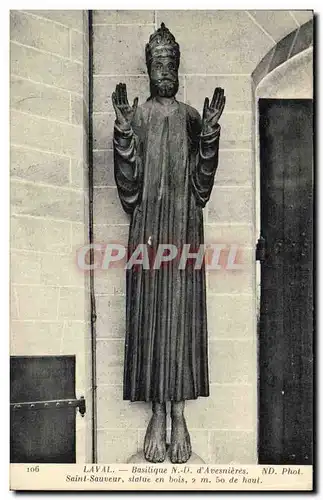 Cartes postales Laval Basilique d Avesnieres Saint Sauveur Statue en bois