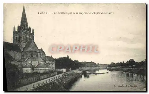 Cartes postales Laval Vue Panoramique de la Mayenne et l Eglise d Avesniere