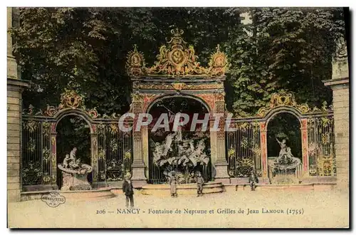 Cartes postales Nancy Fontaine de Neptune et Grilles de Jean Lamour