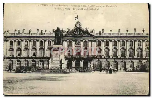 Cartes postales Nancy Place Stanislas Hotel de Ville Et Cathedrale Stanislas Place Townbail and Cathedral