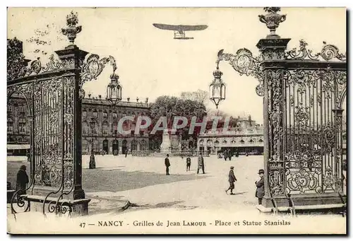 Cartes postales Nancy Grilles de Jean Lamour Place et Statue Stanislas Avion Aviation