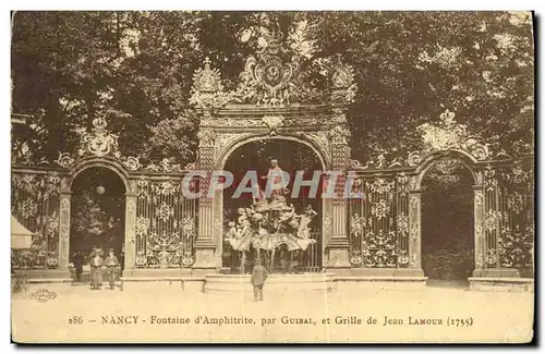 Cartes postales Nancy Fontaine d Amphitrite par Guibal et Grille de Jean Lamour