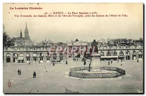 Cartes postales Nancy La Place Stanislas Vue d Ensemble des Galeries Here et de L Arc de Triomphe prise des balc