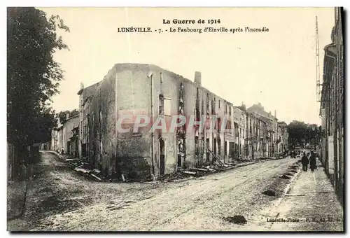 Ansichtskarte AK Luneville Le Faubourg d Einville apres l incendie Militaria