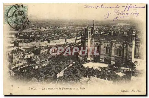 Cartes postales Lyon Sanctuaire de Fourviere et la Ville