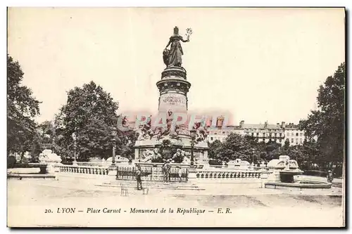 Cartes postales Lyon Place Carnot Monument de la Republique