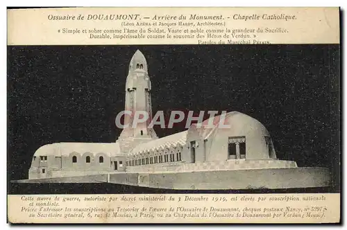 Cartes postales Ossuaire de Douaumont Arriere du Monument Chapelle Catholique Militaria