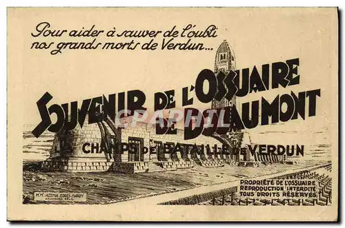 Ansichtskarte AK Souvenir de l Ossuaire de Douaumont Champs de bataille de Verdun Militaria