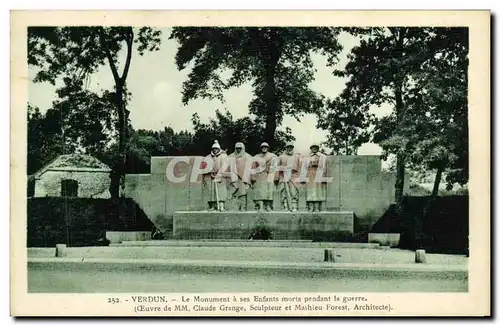 Cartes postales Verdun Le Monument a ses Enfants morts pendant la Guerre Militaria