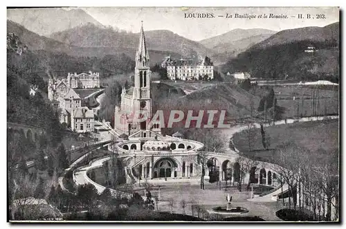 Ansichtskarte AK Lourdes La Basilique et le Rosaire