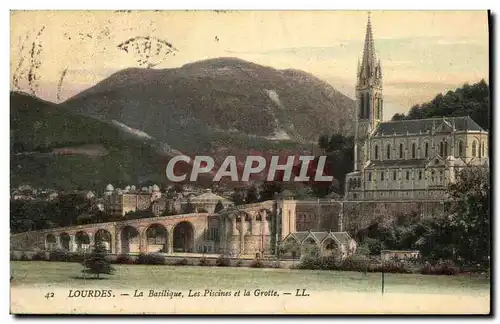 Ansichtskarte AK Lourdes La Basilique Les Piscines et la Grotte