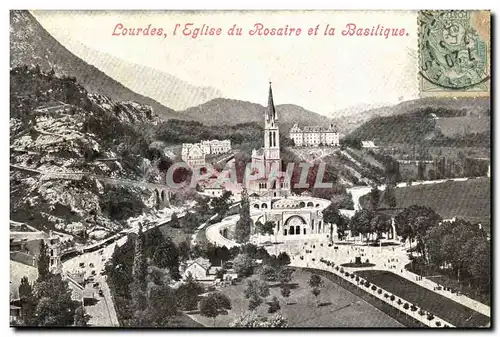 Ansichtskarte AK Lourdes L Eglise du Rosaire et la Basilique