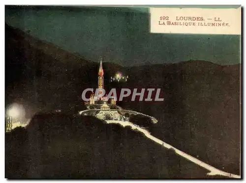 Cartes postales Lourdes La Basilique Illuminee